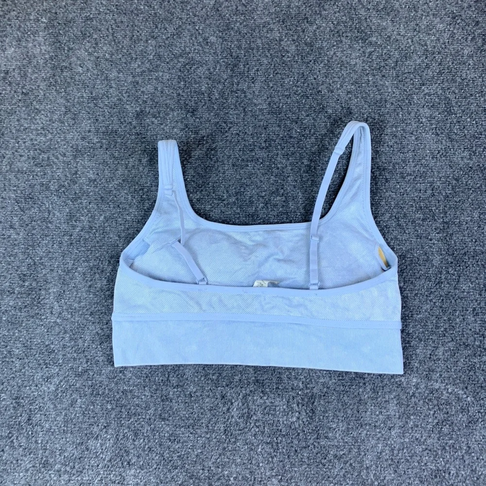 Yogalicious Stonewash Rib Seamless Bra Womens XL Blue Textured Mystic Muse Yoga